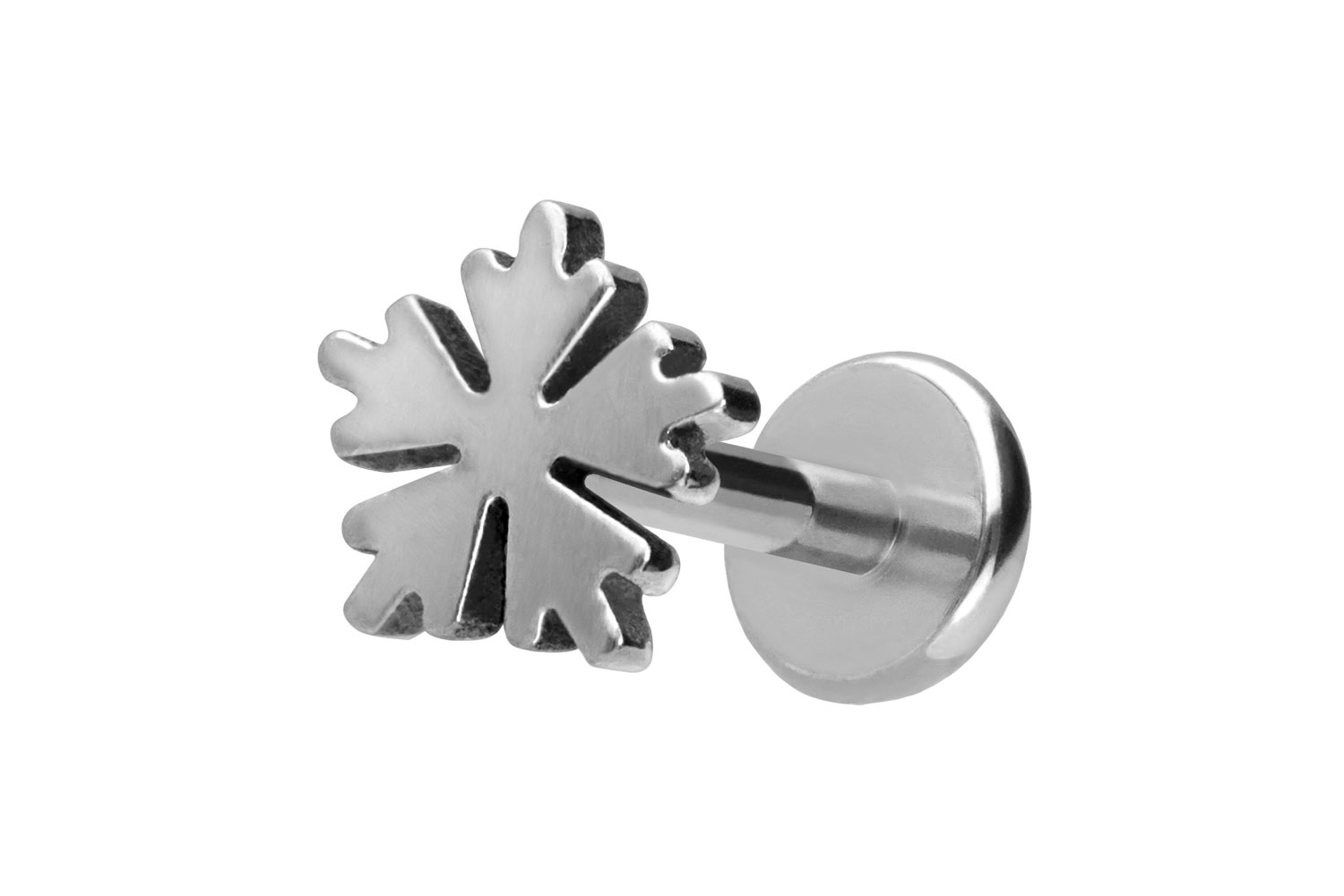 Titan Labret Piercing mit Push Fit SCHNEEFLOCKE